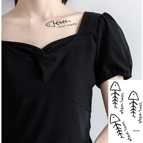 Waterproof Temporary Tattoo Stickers Fishbone Shelf fake Tatto Geometric animal Flash Tatoo Hand Back Foot for Girl Women Men