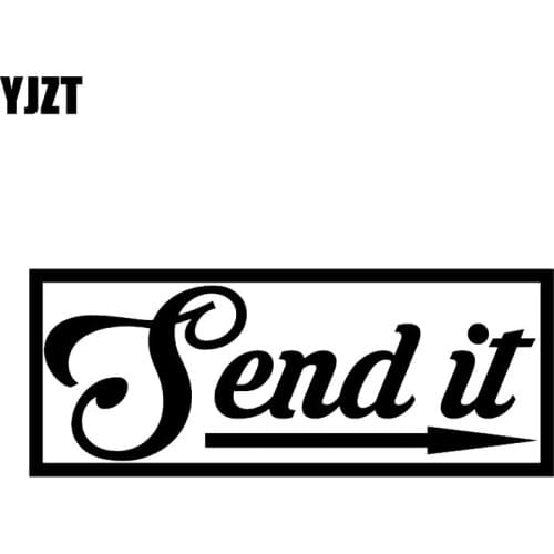 YJZT 14CM*5.6CM Send It Vinyl Decal Twin Turbo Supercharged Car Sticker Black Silver C10-00956