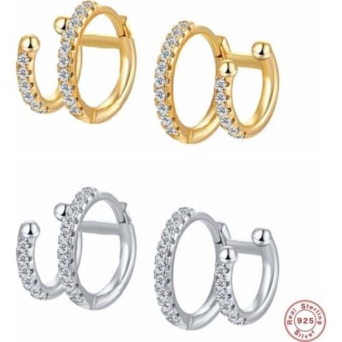 Fine Jewelry Real 925 Sterling Silver Luxury Bling Zircon Earring Hoop For Women Girls CZ Loops Earrings Pendientes Brincos