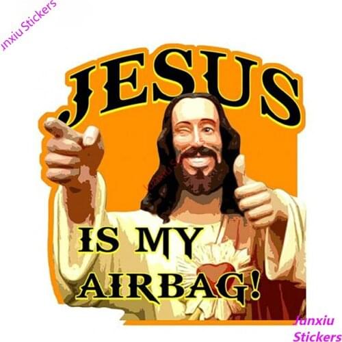 Funny Car Sticker Jesus Is My Airbag Vinyl Decal Waterproof Sunscreen Creative Bumper Truck Cover scratches Decoration KK13x12cm