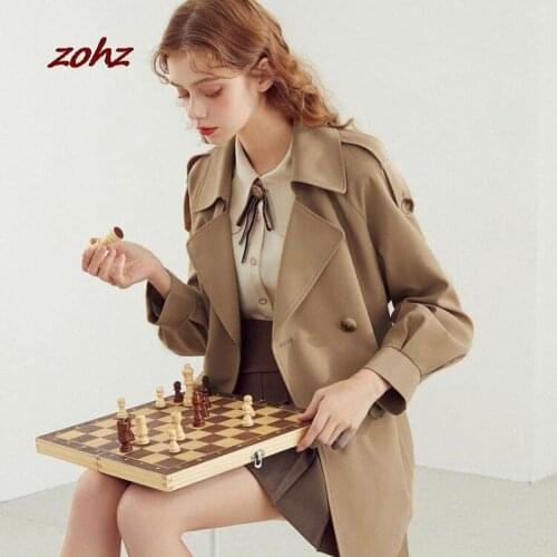 Women Fashion With Belt Double Breasted Trench Coat 2021 Vintage Lapel Long Sleeve Pockets Female Outerwear Autumn Chic Overcoat