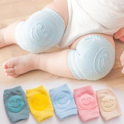 Baby Knee Pads Toddler Crawling Protector Toddler Legs Warmers Leg Protection Elbow Pads Baby Safety Cotton Non Slip Smiley