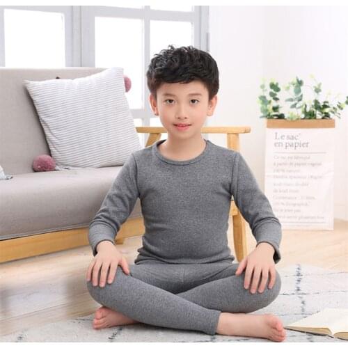 2pcs/set Mirco Velvet Children Boys Pajamas Thermal Underwear Girl Sleepwear Long Johns Nightwear Tops Pant Night Clothes Clothi