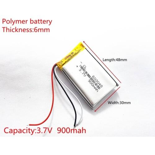 3 line 3.7V,900mAH,[603048] PLIB ( polymer lithium ion / Li-ion battery ) for dvr;mp5,GPS,mp3,mp4,cell phone,speaker