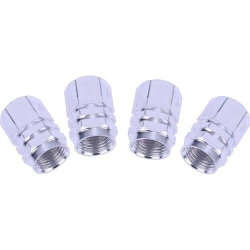 4pcs Aluminum Alloy Car Wheel Tire Valve Air Caps Stem Covers Lightweight Silver Car Parts 16 X 10 X 10mm/0.63 X 0.39 X 0.39"
