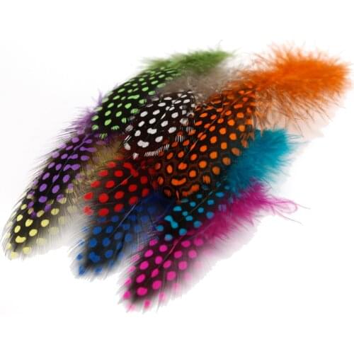 50Pcs/Lot Length 5-12cm Colorful Dots Printed Pearl Feathers Dyed Chicken Feathers For DIY Decoration Event Party Supplies