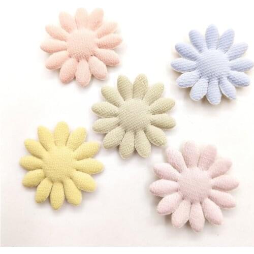 60Pcs/lot 2.5cm Felt sunflower Padded Appliques for DIY hair clip accessories and Headwear Decor Patches