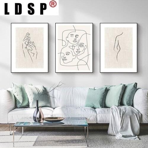 LDSP Abstract Line Canvas Gray Green Wall Art Minimalist Print Painting Nordic Poster Picture Modern For Living Room Home Decor