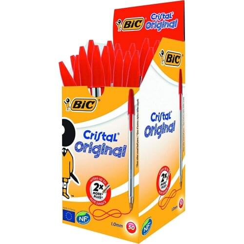 BIC Cristal Medium Ballpoint Pen, Red, S Box