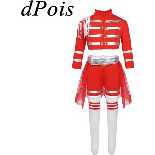 Kids Girls Cheerleading Modern Jazz Hip Hop Dance Uniform Costume Child Fancy Dress Dancer Outfit Crop Top and Shorts Mesh Skirt
