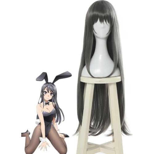 Mai Sakurajima Cosplay Gray Long Wig Anime Seishun Buta Yarou wa Bunny Girl Senpai no Yume wo Minai Synthetic Hair women Perucas