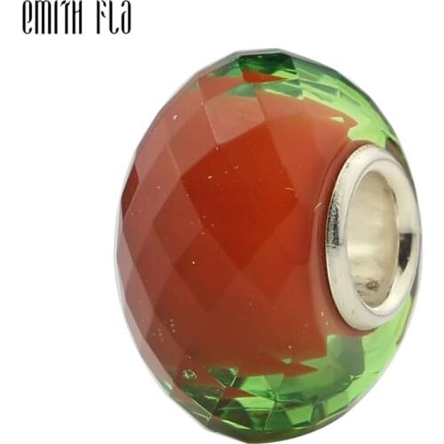Emith Fla 925 Sterling Silver Handmade Charm Beads Round Imported Material Lampwork Beads Fit Brand Bracelet Jewelry Makings