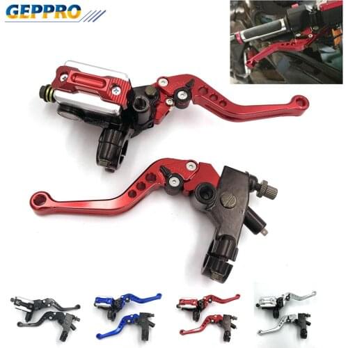 GEPPRO Universal Motorcycle 7/8" CNC Front Brake Clutch Master Cylinder Lever Set Reservoir MB-HC001