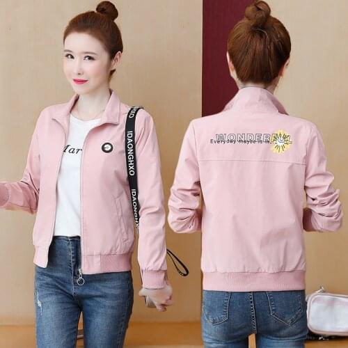 Women Long Sleeve Bomber Jackets 2021 Spring Fashion Thin Loose Zipper Coat Windbreaker Print Jacket Short Coats Femme Outerwear