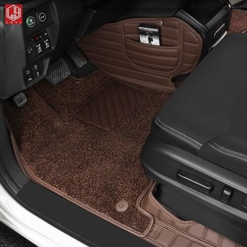 LEYI brown leather custom fit car floor mats for Odyssey 2015 2020