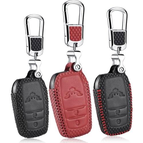 Luckeasy Leather Key Cover for Toyota EZ 2014 FJCruiser 2016 Highlander 2015 2017 Rav4 2013 button CAR holder case key3