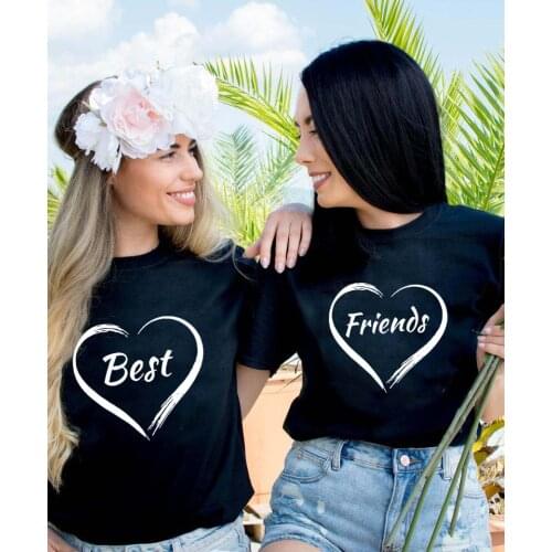 Fashion Women Best Friends T-shirt BFF Shirt BFF Matching Tee Friends Gift Tshirt Camiseta Feminina Top Girls Besties Shirts