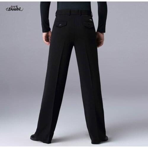 Male Pocket Trousers Men Ballroom Latin Dance Performance Pants 2019 New Style Black Loose Modern Straight Trousers Costume H685