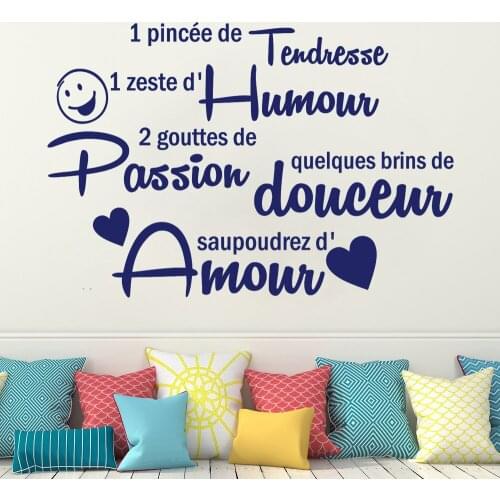 Wall Decals Pincée De Tendresse Zeste D'humour French Quotes Mural Vinyl Bedroom Livingroom Stickers Decoration Wallpaper RU2400