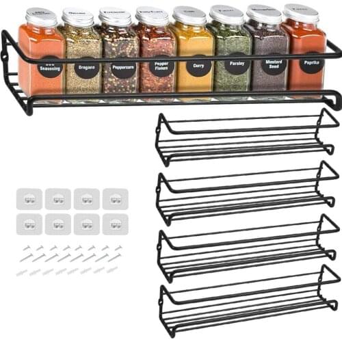 Wall Mount Spice Rack Organizer Adhesive Spice Bottle Bracket House Metal Punch-Free Spice Bottle Shelf Holder Kitchen Toilet