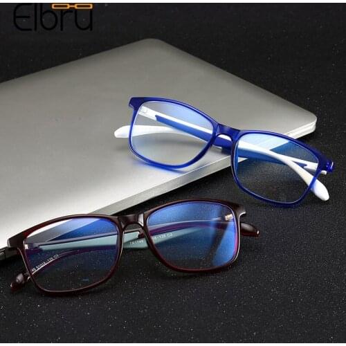 Elbru Classic TR90 Anti-blue Light Glasses Frame Antifatigue Lens Computer Goggles With Blue Film Anti-radiation Unisex Eyewear