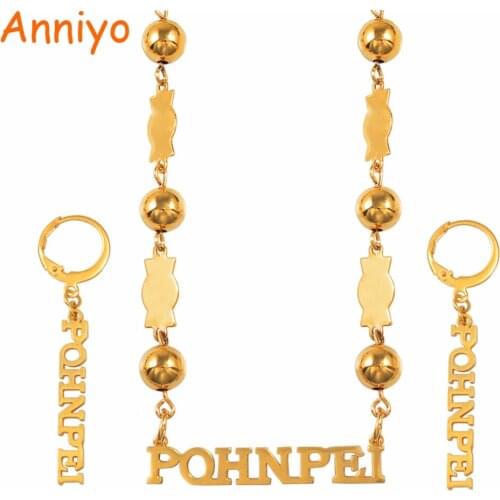 Anniyo Pohnpei Island Federated States of Micronesia Beads Necklace Earrings Jewelry Sets for Womens Ponape Gifts #057721