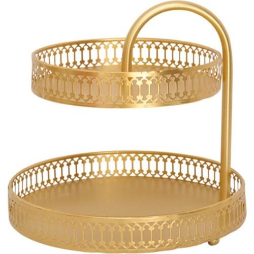 Snack Plate Jewelry Tray Dessert Storage Rack Double Deck Nordic Style Household . Wedding Decoration Iron 2-layers Light Luxury
