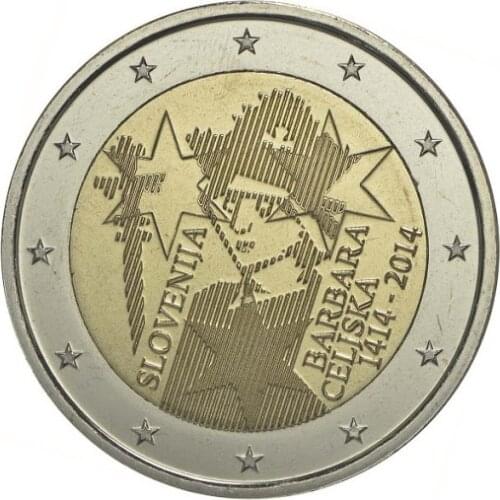 Slovenia 2014 600th Anniversary Queen Barbaras Coronation 2 Euro Real Original Coins True Euro Commemorative Coin Unc