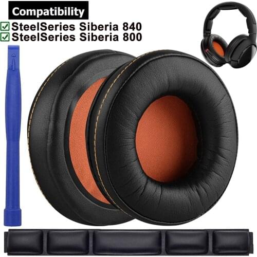 Replacement Ear Pads Earpads Cups Cushions Headband for SteelSeries Siberia 800 840 Lag-Free Wireless Gaming Headsets Headphones