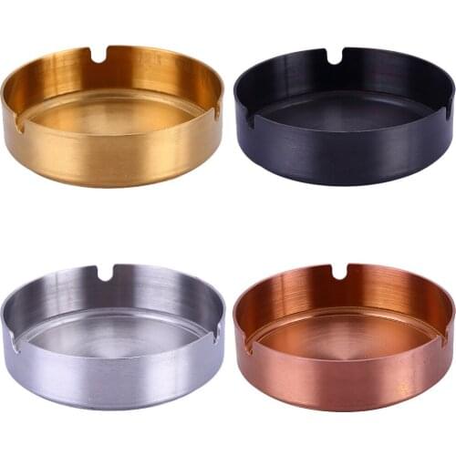 Thickened Durable Stainless Steel Gold Ashtray Net Cafe Ashtray Bar KTV Black Ashtra Cigar Ashtray Gift for Boyfriend