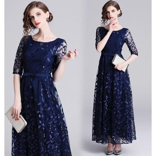 Spring 2019 New Embroidered Mesh Dresses High-end Boutique Banquet Dresses Dresses