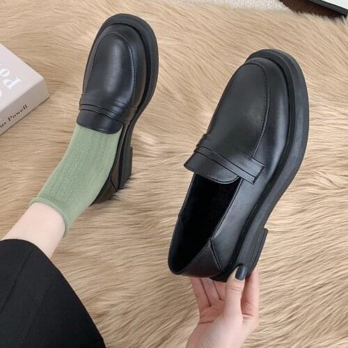 British Style Oxford Shoes for Women Flat Shoes Woman Flats Pointed Toe Leather Creepers Platform Ladies Shoes Zapatos De Mujer
