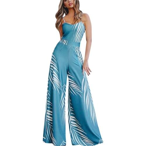 2019 Summer Fashion Plus Size XXL Women Ladies Floral Print Sling Sleeveless Wig Leg Pants Jumpsuit playsuits for women 10Apr 3