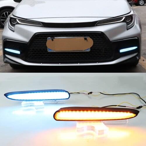1Set Dynamic Yellow Turn Signal Car DRL Lamp LED Daytime Running Light Fog lamp For Toyota Corolla SE/XSE US 2020 2021