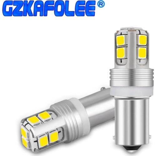 2pcs T4W BA9S BAX9S BAY9S LED Blub H6W 10 LED For Car Rear Map light 2835 SMD Auto Parking Reverse Lamp Yellow White Red DC 12V