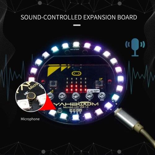 24 Bit RGB LED Ring Module Programming Expansion Board Voice Control + USB Cable Starter Kit for BBC Microbit Micro:bit