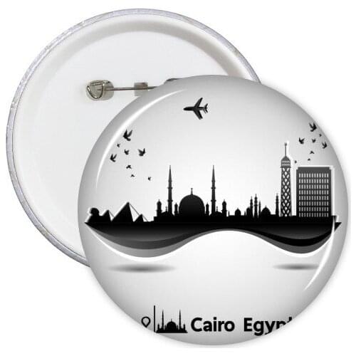 Ancient Egypt Abstract Decorative Pattern Sacrifice Pharaoh Black Cat Bast Art Round Pins Badge Button Clothing Decoration 5pcs