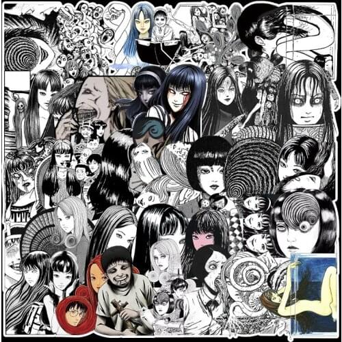 50PCS Horror Comic Fujiang Black and White Thriller Horror Style Toy Sticker Luggage Trolley Laptop Sticker Doodle Sticker