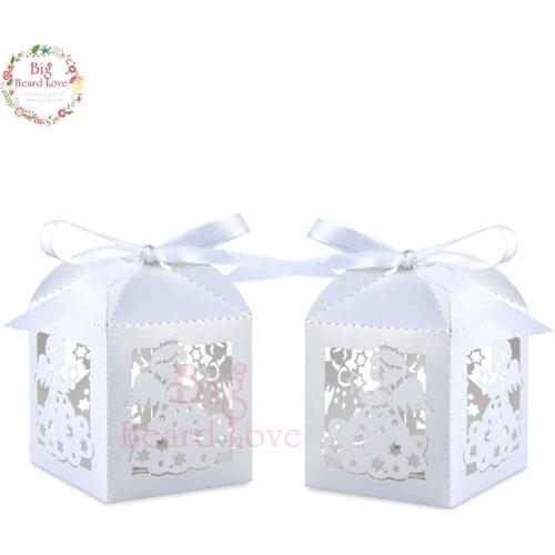 50pcs Laser Cut Angel Candy Box Baby Shower Paperboard Chocolate Box Birthday Party Decoration Kid Baby Shower Supplies and Gift