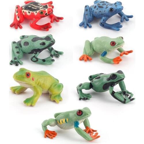 7 Kinds Rainforest Frog Animal Figure Collectible Toys Wild Animal Cognition Action Figures Kids Plastic Model Toys