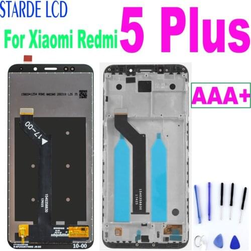 AAA+ Best LCD for Xiaomi Redmi 5 Plus LCD Display 10 Point Touch Screen Digitizer Assembly+ Frame Redmi5 Plus MEG7 Glass