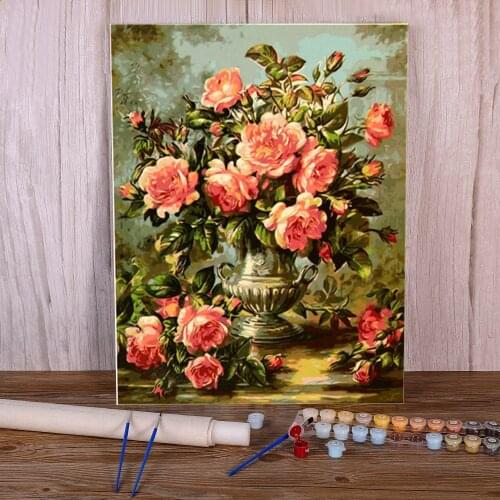 Flower Bouquet DIY Painting By Numbers Set Acrylic Paints 40*50 Canvas Painting Home Decoration For Children Handicraft Art