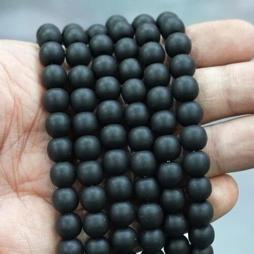 4 6 8 10 12 14MM Black Dull Polish Matte Loose Beads 15" Strand Diy Bracelet Charm Beads for Jewelry Making Wholesale