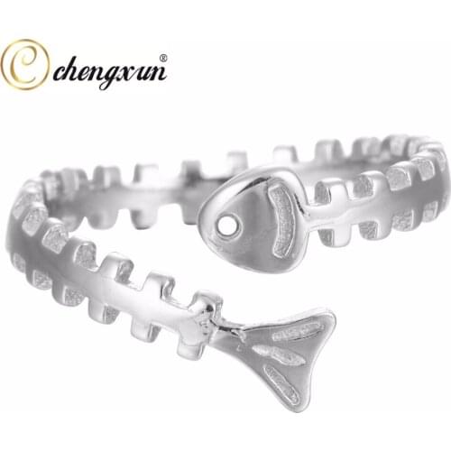 CHENGXUN 2020 Trend Fish Bones Rings Opening Size Casual Rings for Girls Women Fashion Jewelry Rings Adjustable