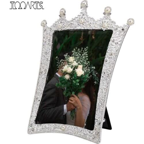 Tooarts Jewelry Photo Frame Aluminum Alloy Material Pearl Handmade Decorative Photo Frame Real Clear Glass Front Cover