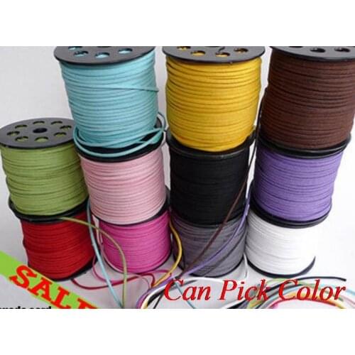 Dg23 3mm x1 5mm 100 meter black brown Faux Flat Suede velvet Lace Leather Cord Jewelry DIY Rope