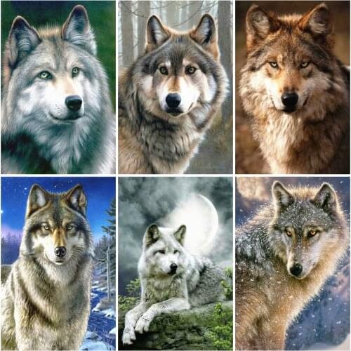 EverShine 5D DIY Diamond Painting Animal Bead Embroidery Diamond Mosaic Wolf Cross Stitch Wall Art Needlework Handmade Gift
