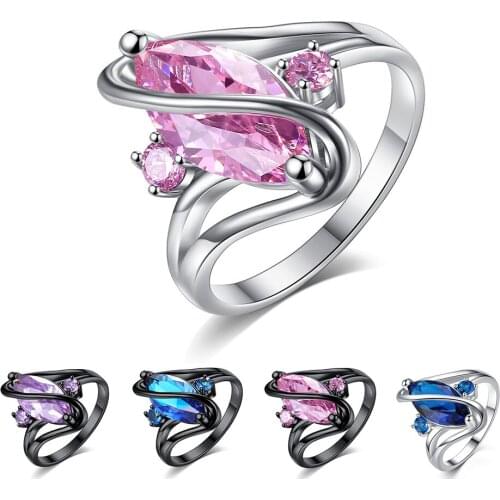 Horse Eye Natural Zircon Rings Fashion Cubic Zirconia Micro-wax Inlay For Females Women Wedding Party Jewelry Accessory Gift