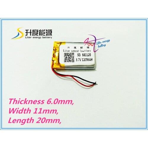 Liter energy battery 3.7V tablet battery 601120 120MAH Bluetooth headset speakers steelmate small toys
