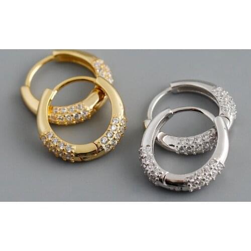 925 Sterling Silver Micro-Inlaid Zircon Round Charm Stud Earrings For Women Temperament Hot Selling Party Jewelry eh797